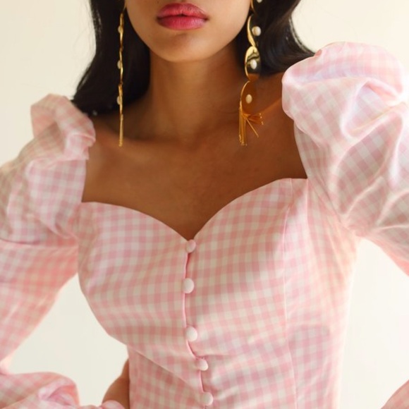 Nika Tang Raina Top in Pink Gingham - Picture 2 of 7